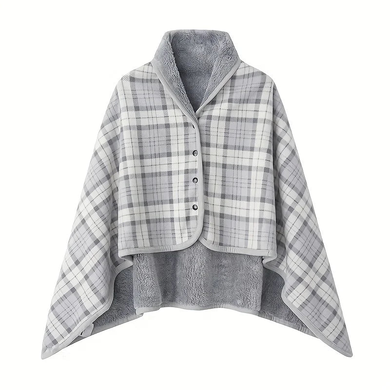 Wearable Flannel Shawl Blanket — Cozy Wrap for Home, Office & Travel