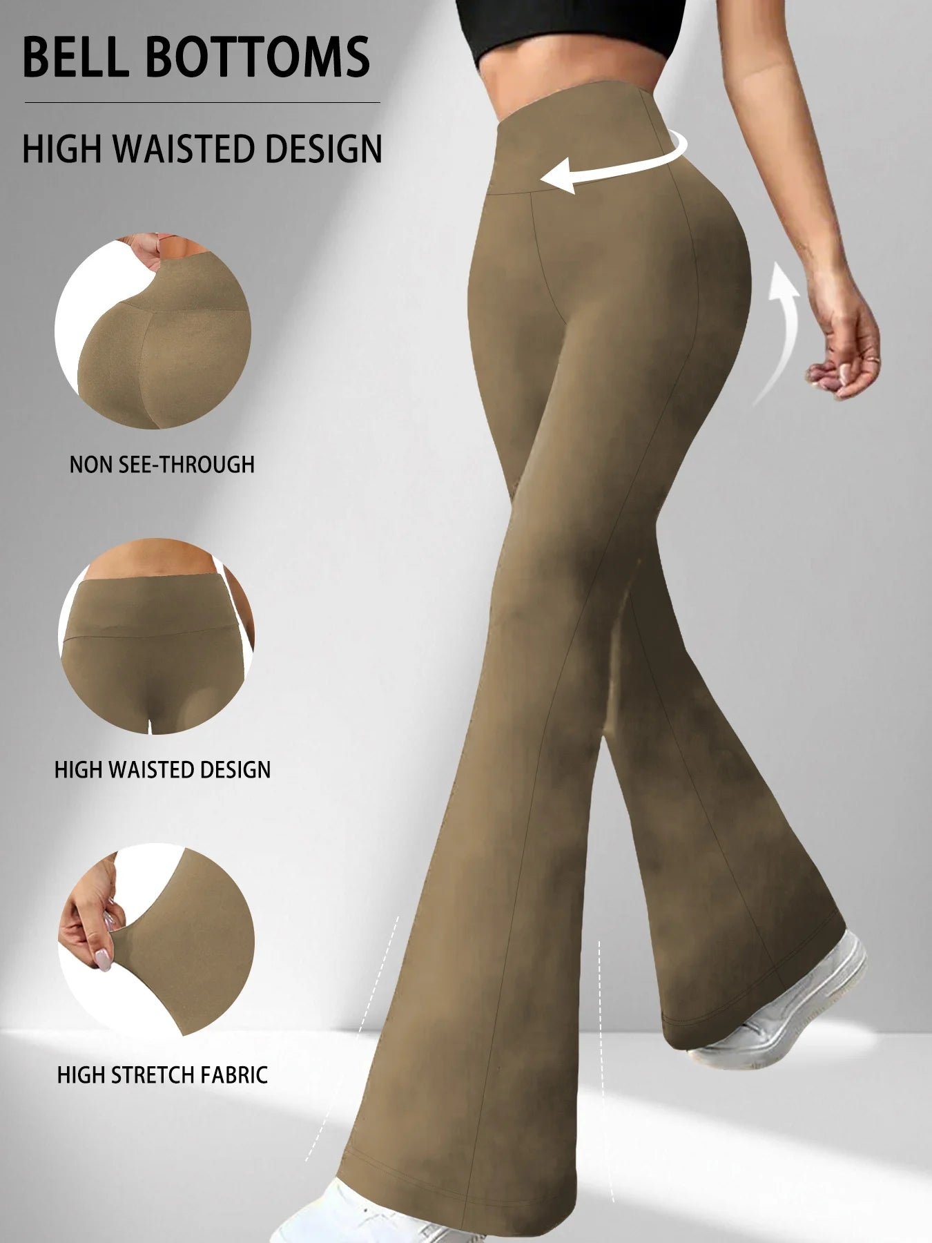 Women's High Waist Flare Leggings | Tummy Control Bell Bottom Yoga Pants