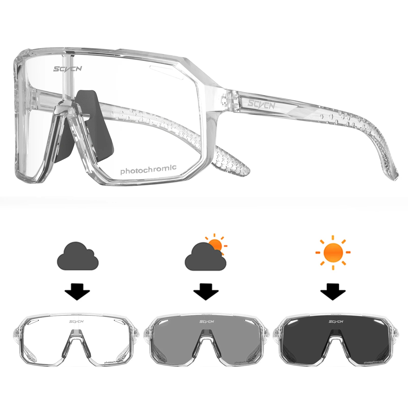 Photochromic Cycling Sunglasses — UV400 Protection, TR-90 Frame, Unisex Sports Eyewear