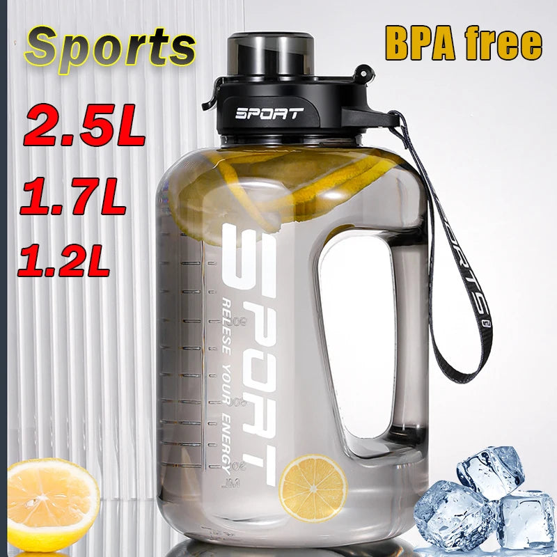 Large Capacity Sports Water Bottle with Straw — BPA-Free, 1.2L to 2.5L