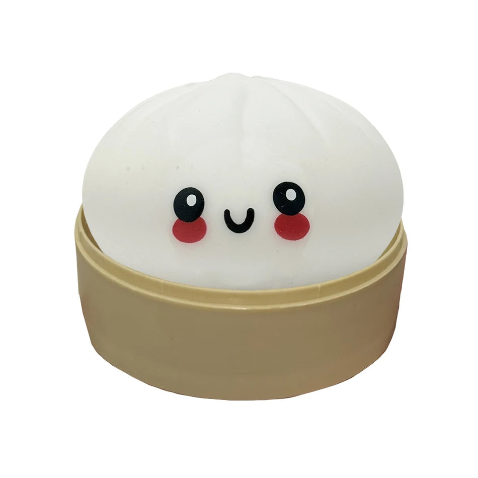 Giant Squishy Dumpling Stress Toy — Soft TPR with Bamboo Steamer