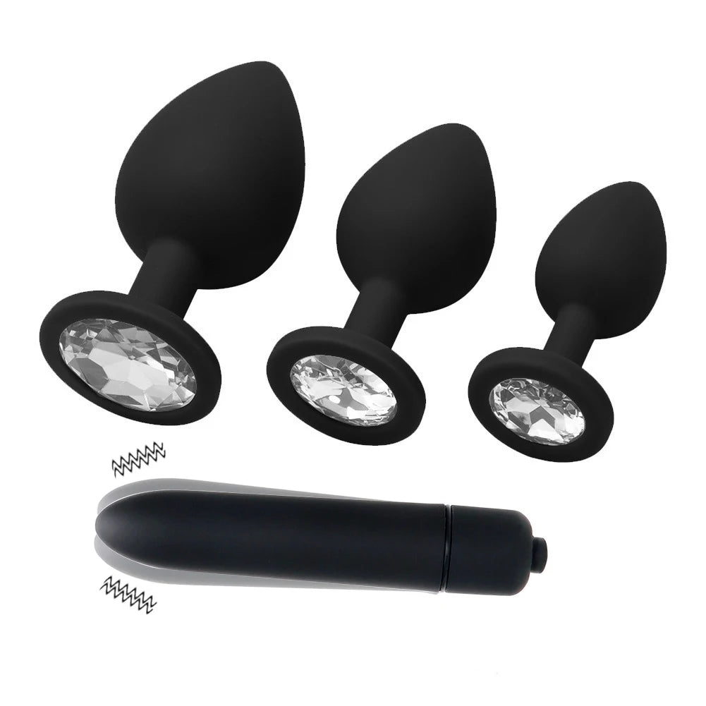 Silicone Anal Plug & Bullet Vibrator Set