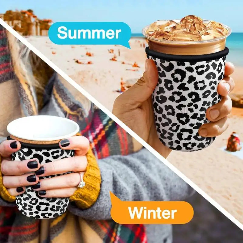 Leopard Print Cup Sleeve Set (3-Pack) – Insulated Neoprene Sleeve for Coffee Cups & Water Bottles