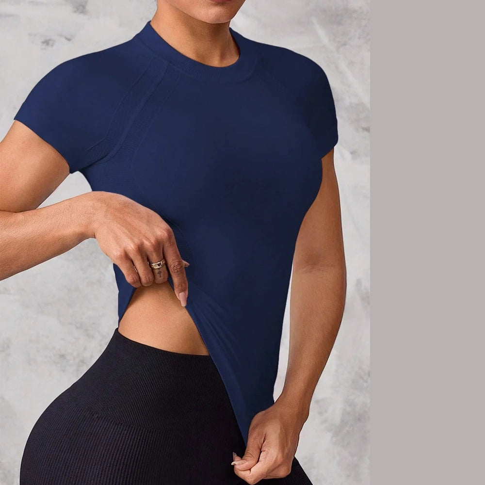 Women's Short-Sleeve Sports Top – Breathable Quick-Dry Running & Yoga Tee