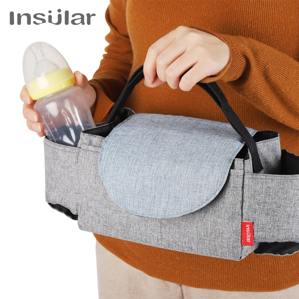 Insulated Diaper Bag with Bottle Warmer Pocket — Stroller-Ready Bag