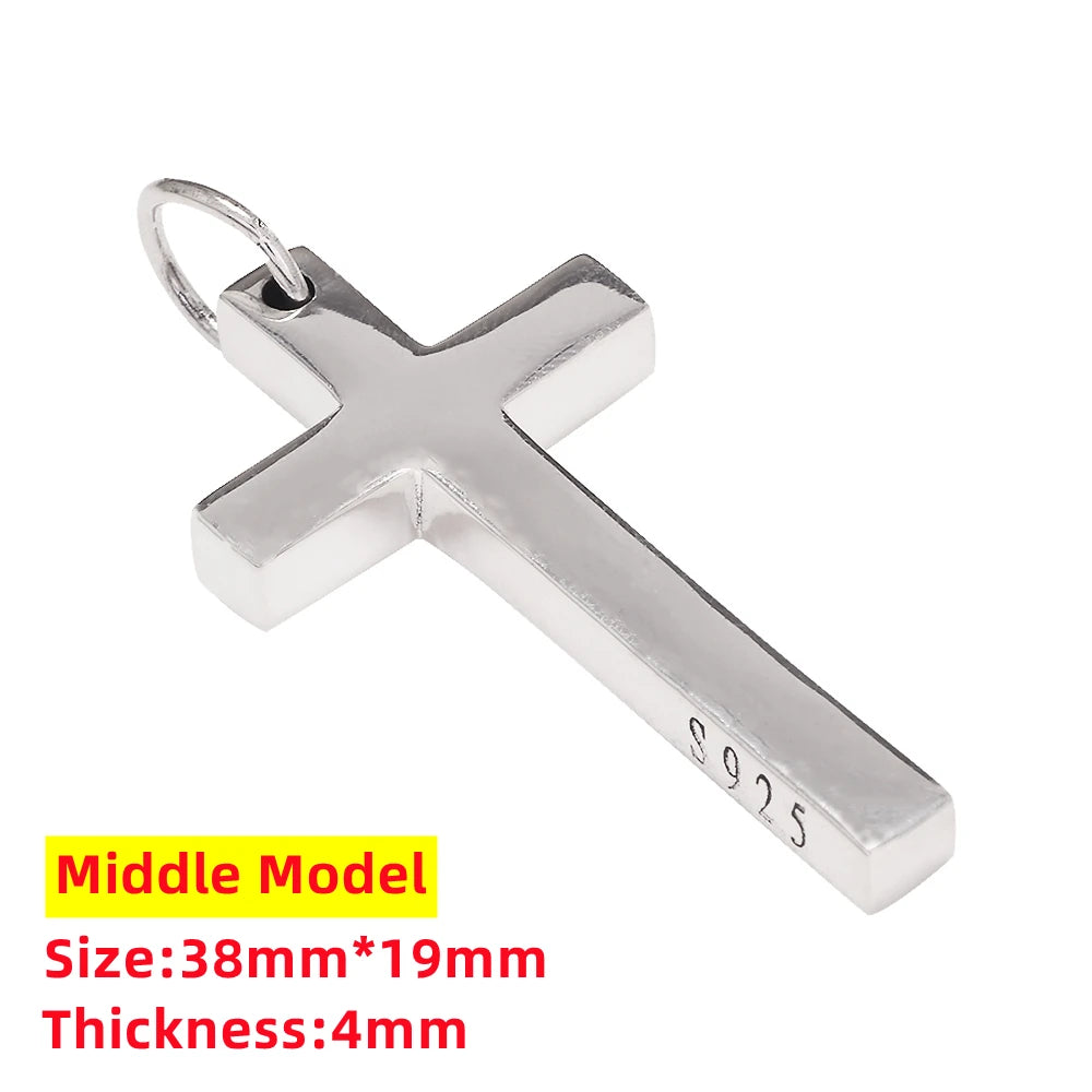 100% Solid S925 Sterling Silver Cross Pendant