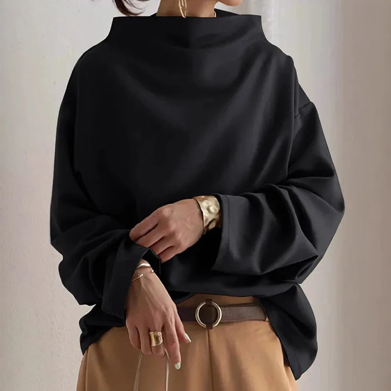 Women's Loose Turtleneck Long Sleeve Top