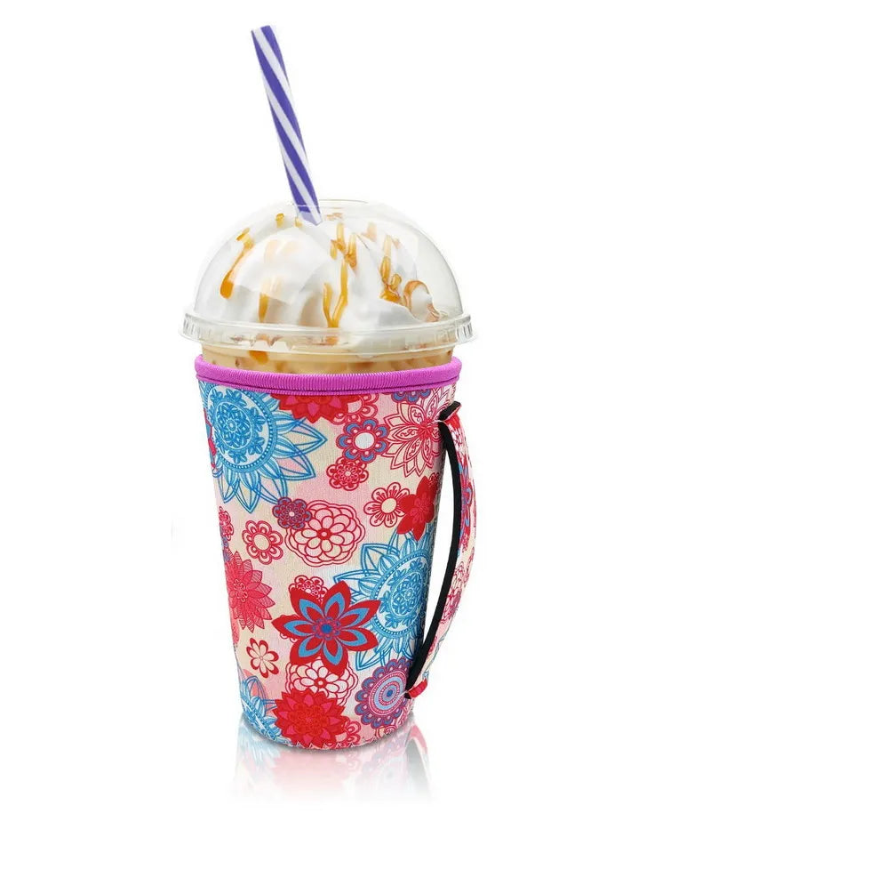 Neoprene Iced Coffee Sleeve with Handle – Fits 30–32oz Cups