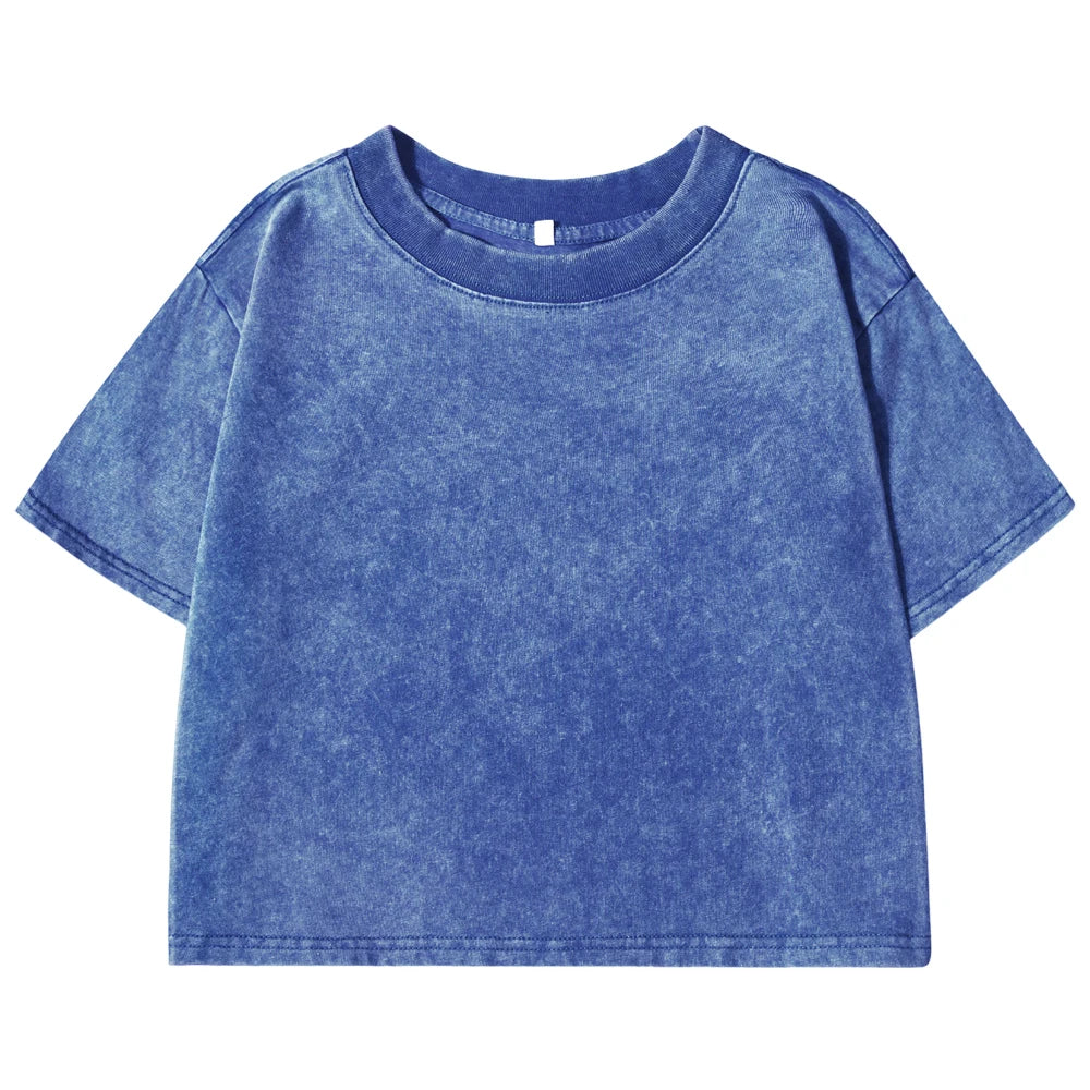 Women's Vintage Washed Crop T-Shirt – Soft 100% Cotton Streetwear Tee