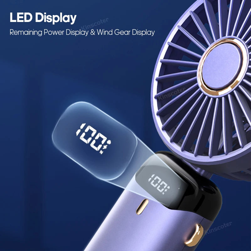 Portable Neck Fan with Phone Stand & LED Display