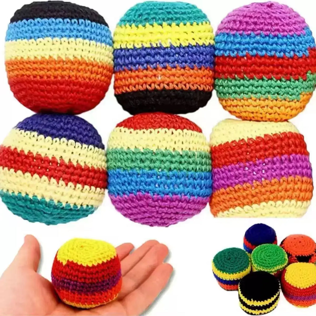 Handmade Knitted Hacky Sack Set — Wool & Ceramsite Footbags for Kids & Groups