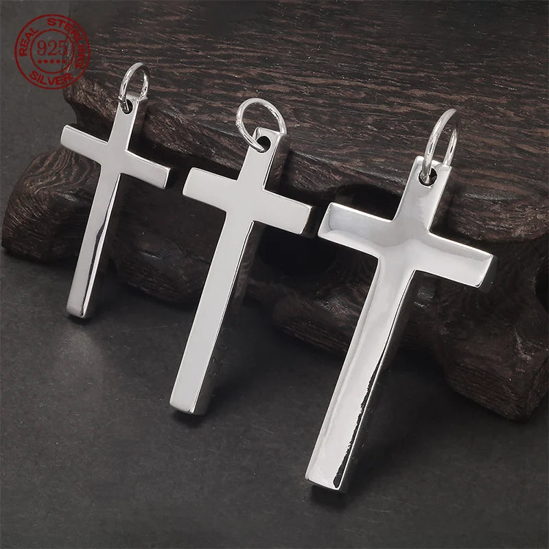 100% Solid S925 Sterling Silver Cross Pendant