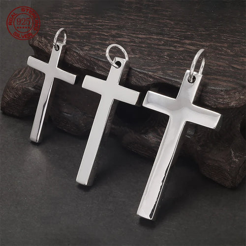 100% Solid S925 Sterling Silver Cross Pendant