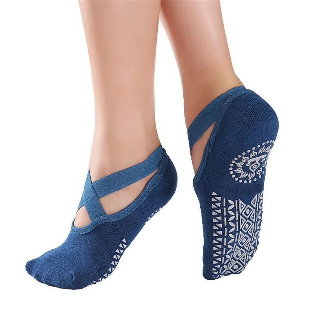 Women's Non-Slip Yoga & Pilates Grip Socks – Cotton Anti-Slip Barre Socks