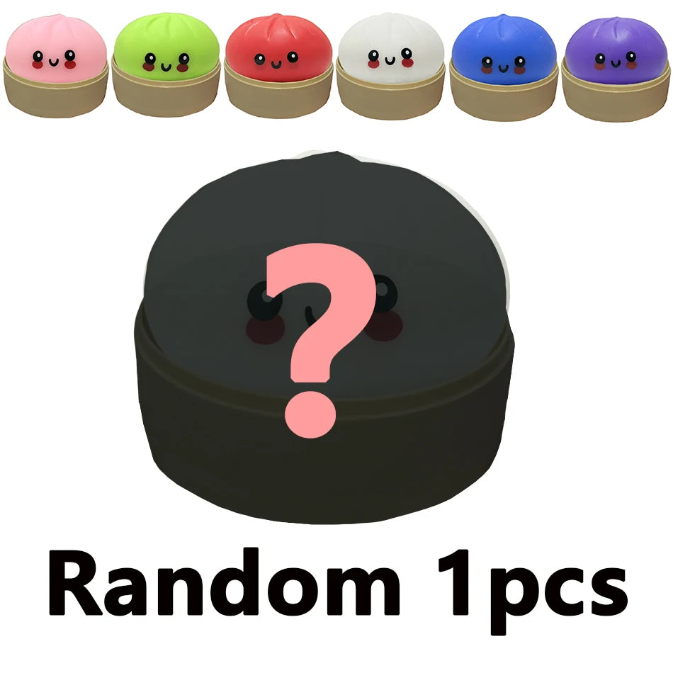 Giant Squishy Dumpling Stress Toy — Soft TPR with Bamboo Steamer