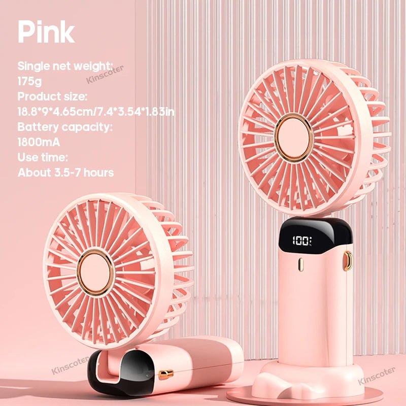 Portable Neck Fan with Phone Stand & LED Display