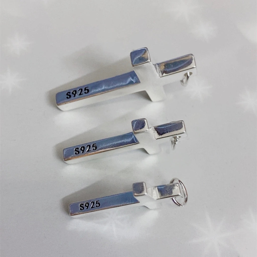 100% Solid S925 Sterling Silver Cross Pendant