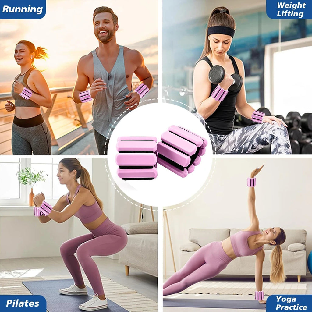 Adjustable Ankle & Wrist Weights (1lb) — Invisible Silicone Bands for Yoga, Pilates & Walking