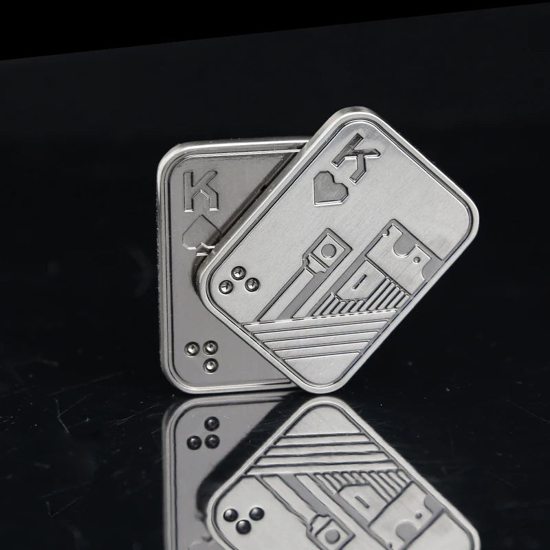 Metal Play Cards and Skull Push Slider EDC Fidget Toy