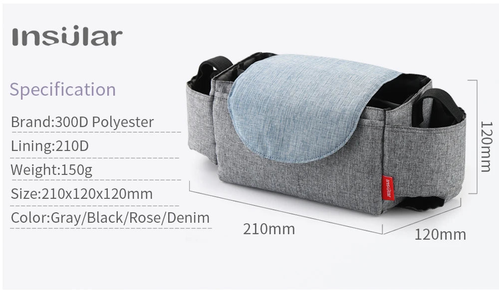 Insulated Diaper Bag with Bottle Warmer Pocket — Stroller-Ready Bag