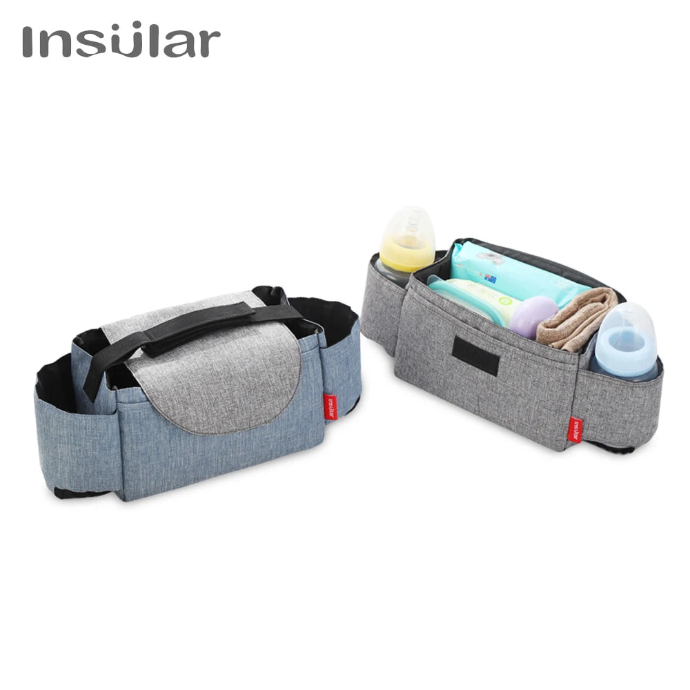 Insulated Diaper Bag with Bottle Warmer Pocket — Stroller-Ready Bag