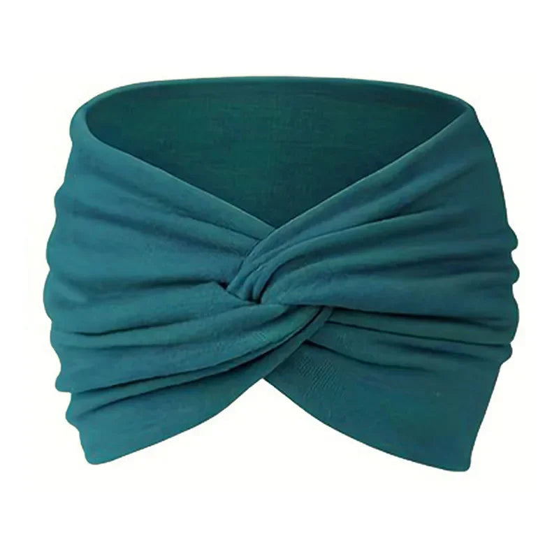 Women's Wide Twist Turban Headband — Non-Slip Sport Sweatband | African-Inspired Hair Wrap | 8 Colors
