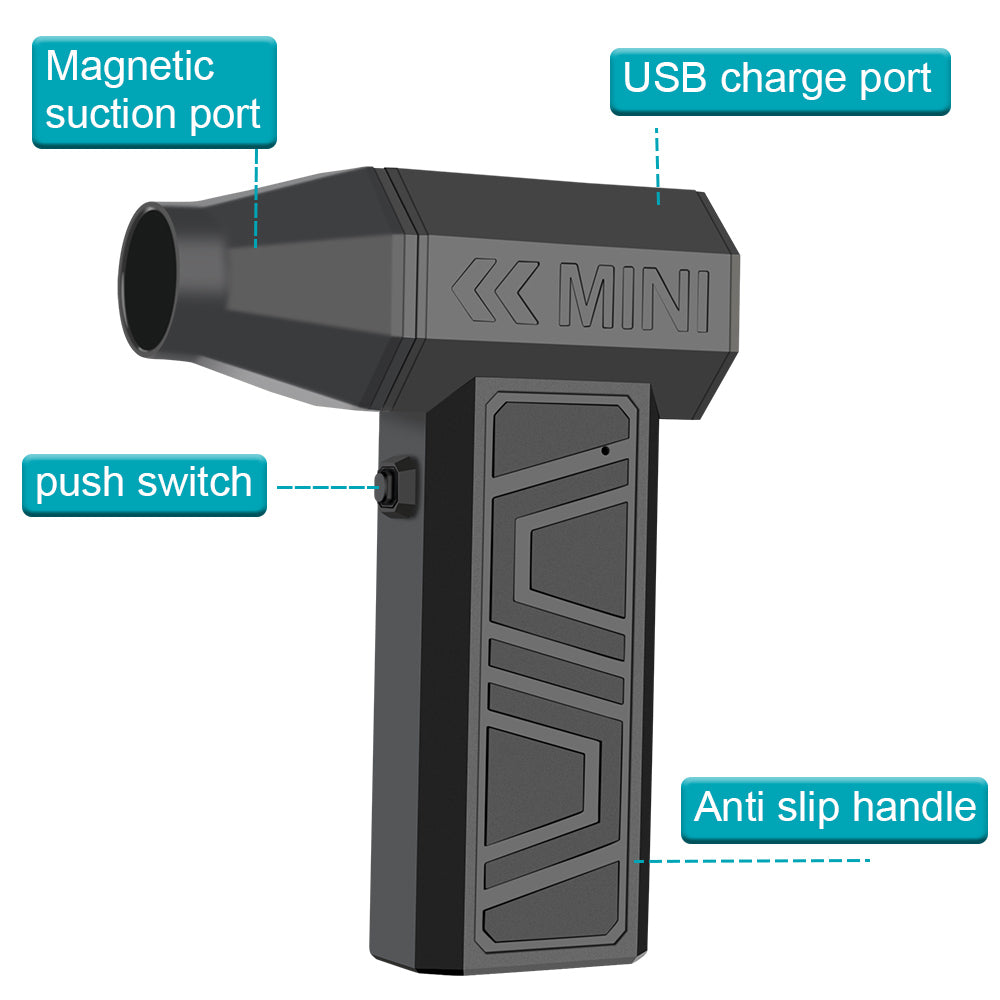 Mini Turbo Fan & Electric Air Duster | 130,000 RPM Wireless Jet Blower